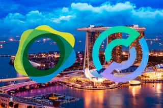  PAXOS and Circle logos against Singapore landscape