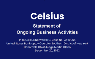 Celsius Bankruptcy presentation December 2022