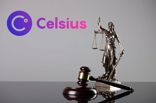 Celsius logo on the background of judicial symbols.