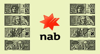 NAB logo on the background of Australian dollars