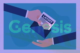Layoff letter in hands with Genesis logo on background