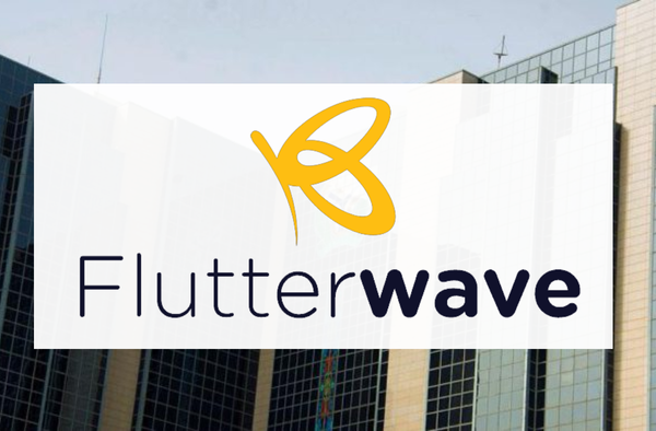 Flutterwave logo with Nigerian National Bank background
