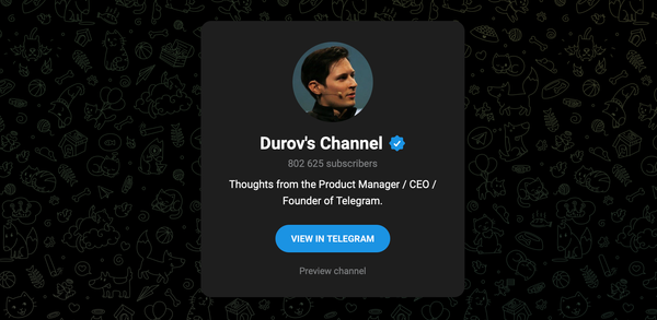 Durov's channel in Telegram