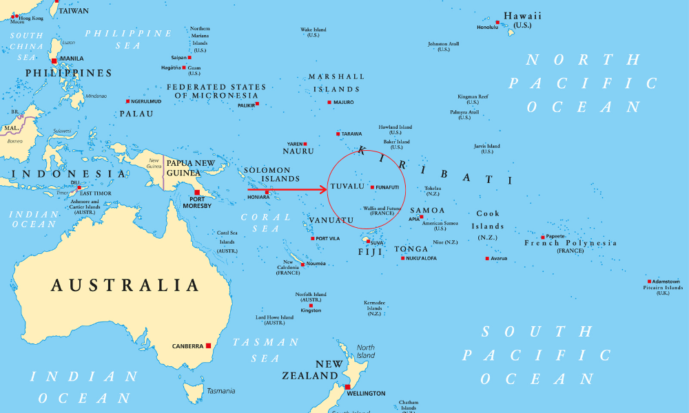 Tuvalu on the map