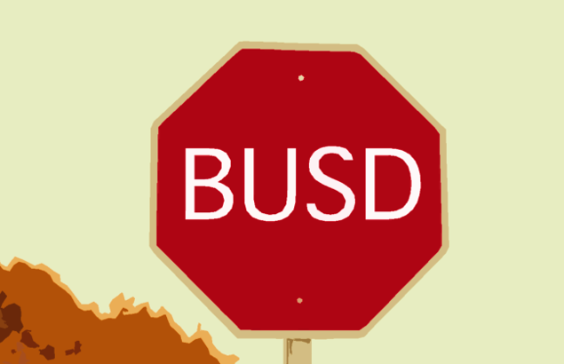 BUSD in the stop sign