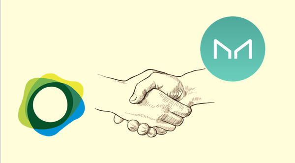 Paxos and MakerDAO logos on the background of a handshake.