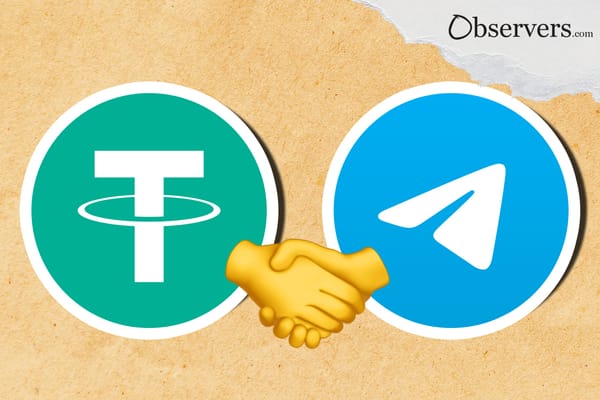 USDT logo, hadshake emoji, Telegram logo