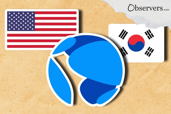 Flags of the USA and South Korea, Terra logo.