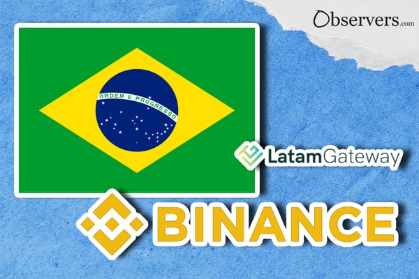 Binance logo, Latam Gateway logo, Brazil flag