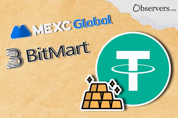 Logos of Tether, BitMart and MEXC Global.